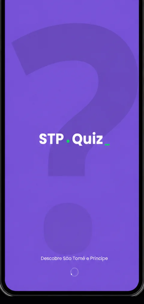 Ecrã de boas-vindas da STP Quiz
